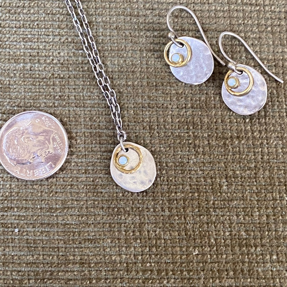 Silpada Silver and Bronze Pendant Necklace and Earring Set W1670 N1671 - Picture 5 of 6